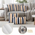 thumbnail image 6 of Burnt Orange Navy Blue Striped Outdoor Waterproof Pillow Covers, Farmhouse Stripe Art Decorative Square Throw Pillowcase Sofa Cushion Sham for Patio/Couch/Chair, 20"x20" 2 Pack, 6 of 8