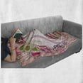 thumbnail image 6 of Ethnic Soft Flannel Fleece Throw Blanket, Floral with Scroll Swirl Leaf Lines Boho Artwork, Cozy Plush for Indoor and Outdoor Use, 60" x 80", Olive Green Dried Rose, by Ambesonne, 6 of 6