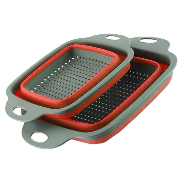 SHISUYAN 2Pcs Telescopic Basket for Kitchen Storage with Folding Design 11.4x8.7x2in PP TPR