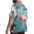 thumbnail image 3 of Flamingo Tropical Rainforest Men's Casual Printed Button Down Short Sleeve Poplin Hawaiian Beach Shirt with Spread Collar Tops, 3 of 6