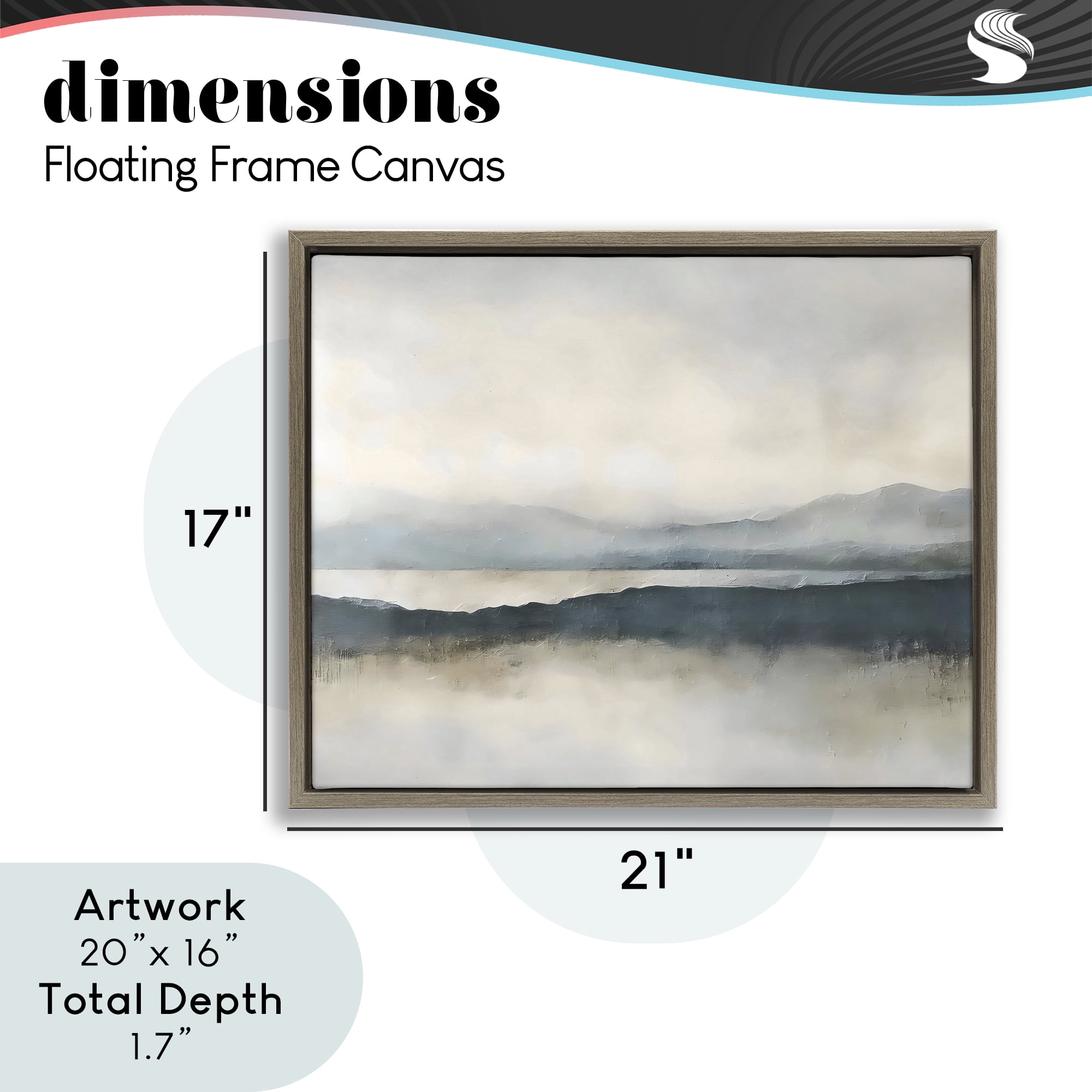 Stupell Industries Muted Horizon Mountainscape Brown Framed Floater Canvas Wall Art, design by Riley B