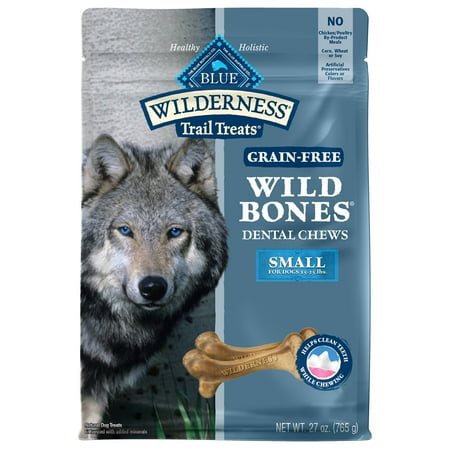 UPC: 0840243125517 | Blue Buffalo Wilderness Wild Bones Small Dental Treats for Adult Dogs Grain-Free 27 oz. Bag
