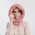 thumbnail image 6 of Women Cold Weather Ski Mask Hat Windproof Plush Fleece Thermal Face Mask Cycling Motorcycle Neck Warmer Hood Winter Gear Hat, Pink, 6 of 7