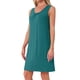 thumbnail image 4 of Camisón sin mangas para mujer INSPIRE CHIC, camisetas de dormir, pijamas, camisón con pliegues en la parte delantera, cuello redondo, vestido de noche XL verde, 4 of 6