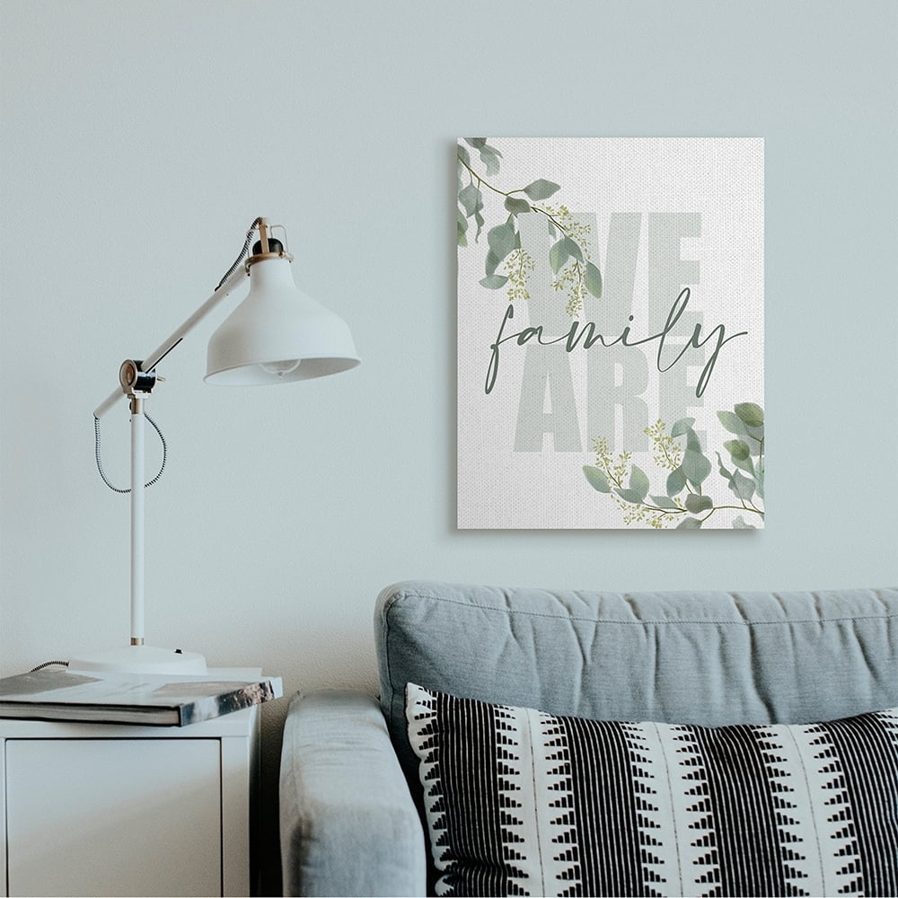 Stupell Industries We Are Family Phrase Peaceful Green Florals Canvas Wall Art by Kim Allen