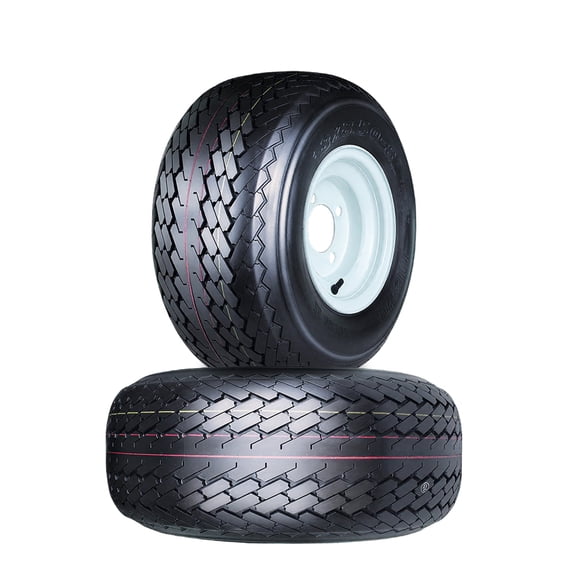 Wolf Pack 18X8.50-8 4ply Golf Cart Tires with 8X7 4-4.0 White Wheel
