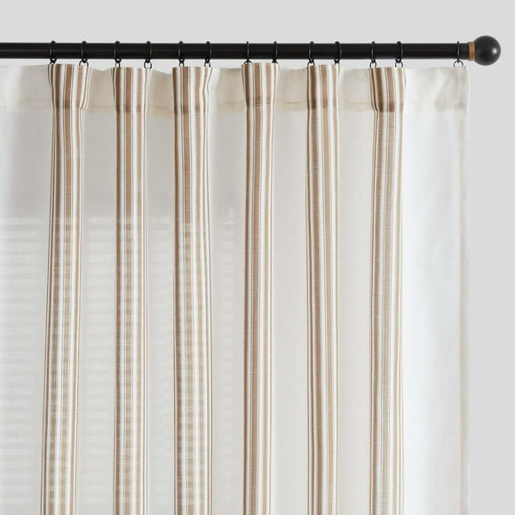 Cortinas de mezcla de lino con rayas Jinchan de 229 cm de largo para sala