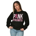 thumbnail image 3 of Pink Strength Breast Cancer Awareness Women Crewneck Sweatshirt Brisco Brands S, 3 of 6