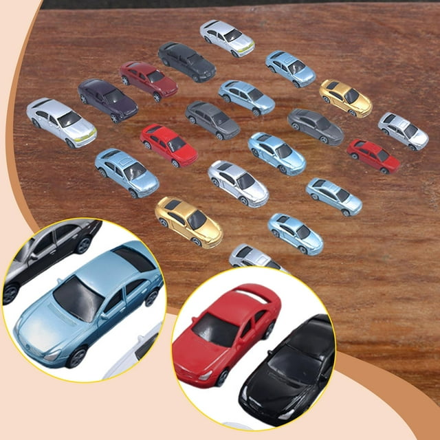 BELOVING 20 Pieces Model Cars Miniature for Street Layout Model Train Micro Landscape 1 75