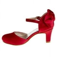 thumbnail image 2 of Badgley Mischka Girls Heel Dress Shoes, Red Satin, 6, 2 of 6