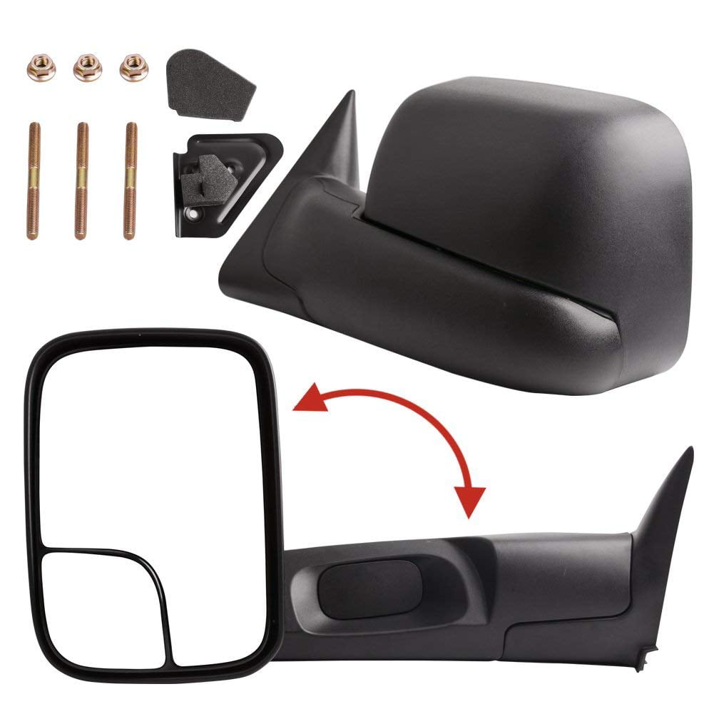 New Driver Side Power Operated Black Towing Door Mirror For Dodge Ram 1994-1997