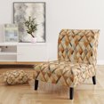 thumbnail image 2 of Designart "Rustic Geometric Lattices In Beige And Brown" Beige Check Upholstered Accent Chair - Modern Arm Chair For Bedroom, 2 of 7