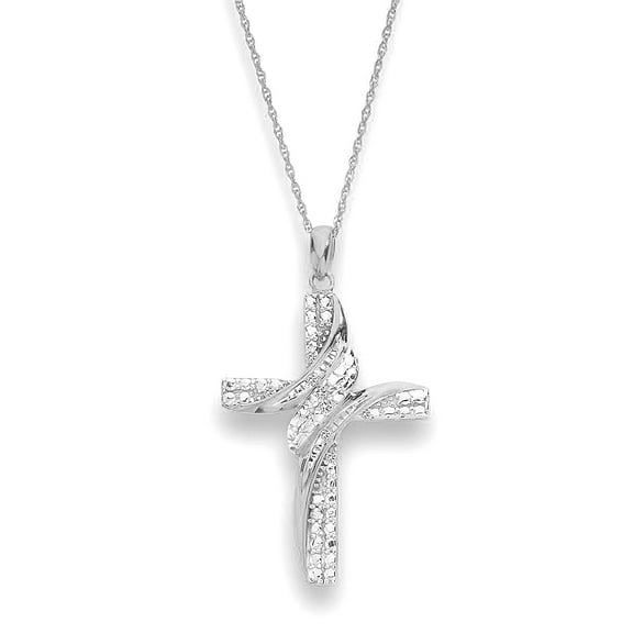 Natalia Drake Diamond Accent Cross Necklace for Women in Rhodium Plated Sterling Silver