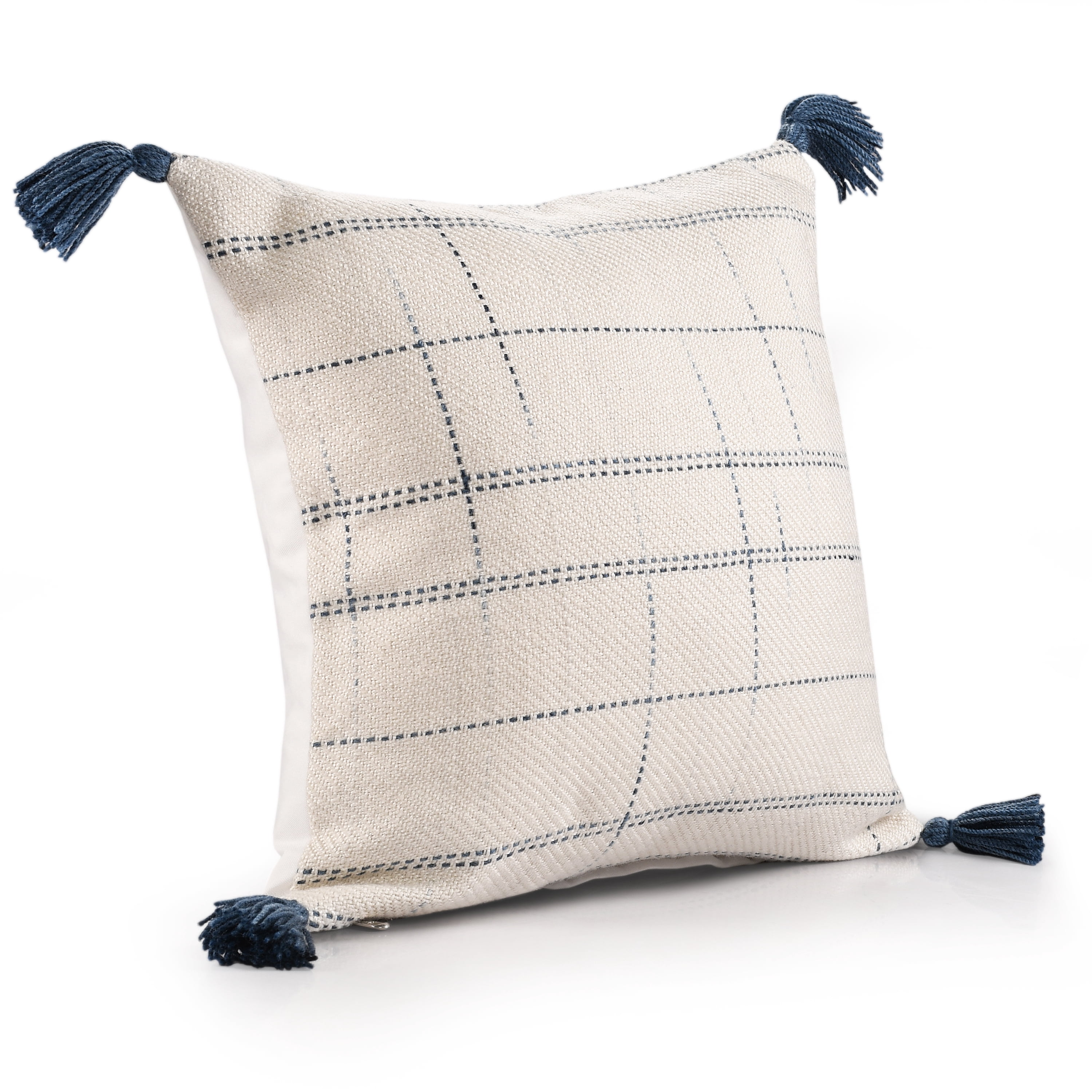 Harlow Hill Eva 20" x 20" Ivory/Blue Geometric Performance Adult Decorative Throw Pillow Cover