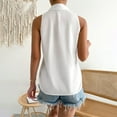 thumbnail image 4 of Spring Tops for Women Sleeveless Button Down Blouses Solid Casual Loose V Neck Tank Womens Shirts White L, 4 of 6