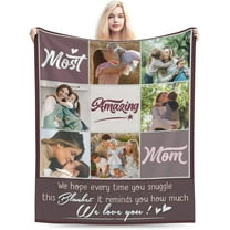 Best Mom Photo Custom Blankets With Photos And Name, Mom Christmas Photo Gift, Personalized Mom Birthday Gifts, We Love You Mom Blanket