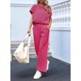 thumbnail image 6 of Womens Striped 2 Piece Set Short Sleeve T Shirts Wide Leg Pants Matching Lounge Sets with Pockets Glitter M, 6 of 8