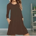 thumbnail image 3 of Tbopshirt Tops for Women,Ladies Fashion Casual Long Sleeve Pure Color Loose T-shirt Dress with Pockets Shirt, 3 of 5