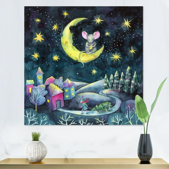 Designart Christmas Illustration Children's Art Canvas Wall Art