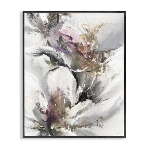 Stupell Industries Modern Abstract Floral Blossoms Black Framed Giclee Art, 24 x 30, by K. Nari