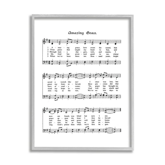 Stupell Industries Amazing Grace Vintage Sheet Music, 24 x 30,Design by Lettered and Lined