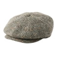 thumbnail image 2 of Men's Herringbone Tweed Wool Blend Newsboy Ivy Cap Snap Brim Gatsby Hat, 2 of 13