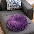 thumbnail image 2 of Set of 2 Velvet Round Decorative Pillow for Couch 15-Inch (Purple), 2 of 5