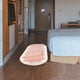 thumbnail image 4 of Soft Shaggy Bedroom Rug | Oval Area Carpet High Pile | Non-Slip Modern Polyester Velvet | Gray Pink | 16x32in | Plush Living Room Runner | Minimalist Home Décor | 1 Pack, 4 of 8