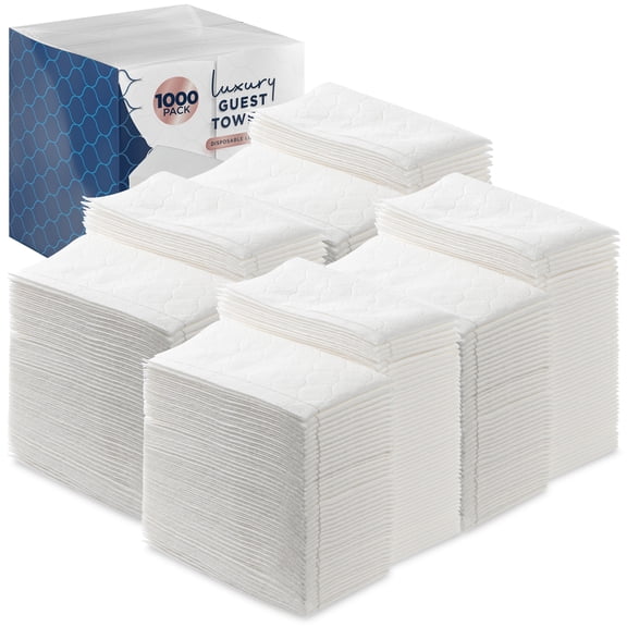 1000 Pack Disposable Guest Towels, Luxury Linen Feel Paper Napkins, White