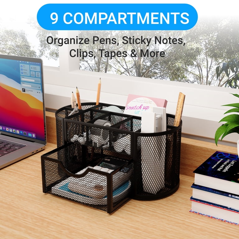GARITIN Desk Organizer With Drawers, Black Mesh photo 4