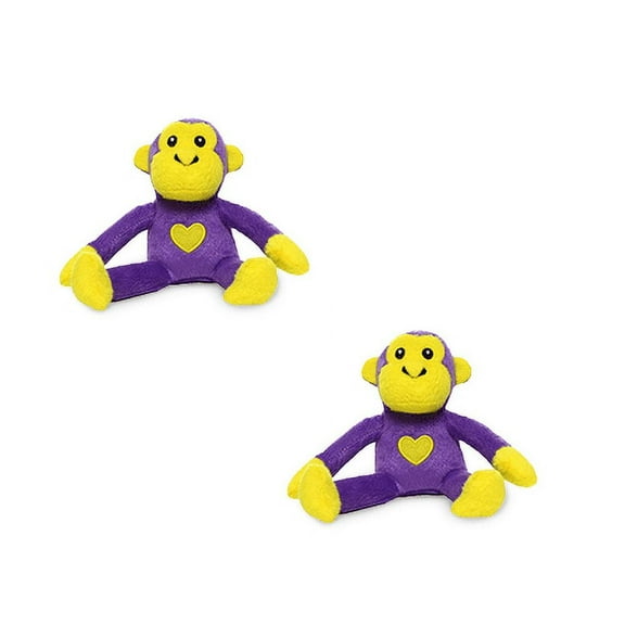 Mighty Jr Safari Monkey Purple Durable Plush Squeaky Dog Toy, 2 Pack