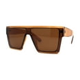 thumbnail image 2 of Retro Mobster Squared Flat Top Plastic Rectangular Sunglasses All Brown, 2 of 4