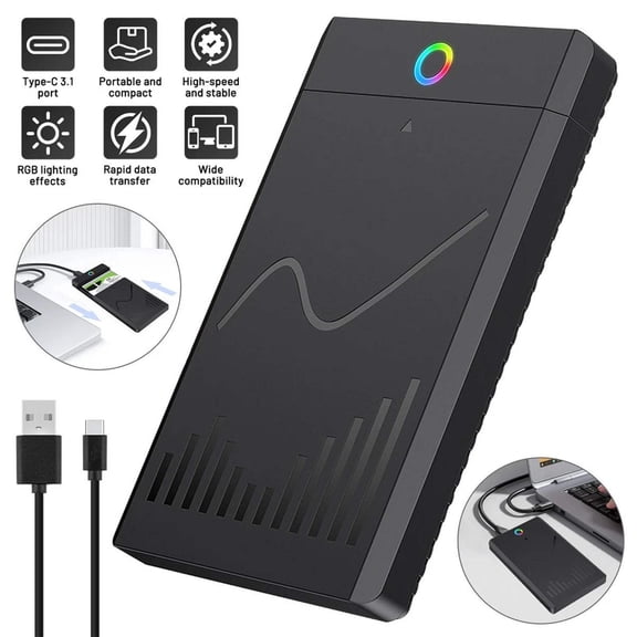 JIAHAOO USB 3.1 Type-C External Drive Enclosure 5Gbps Rate Tool Free Installation For PC Mac Laptop Data Transfer