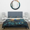 thumbnail image 3 of Designart "Feather Drips Peacock II" Animals Bedding Covert Set - Peacock Turquoise Children's Art Bed Set With 2 Shams, 3 of 6