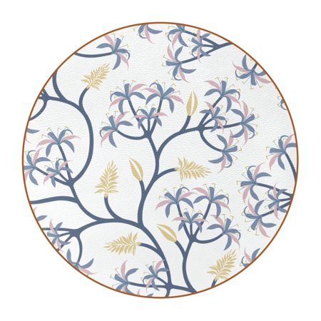 

OWNTA Nature Plant Branch Pattern Premium Microfiber Leather Round Coasters (6PCS) - 11x11 cm/4.3x4.3 in - Durable & Stylish Cup Mat Set