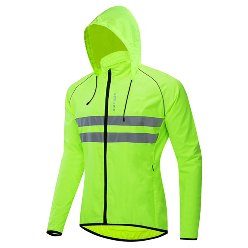 Men Windproof Hooded Cycling Jacket Breathable High Visibility