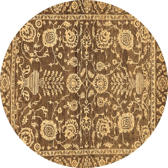 Ahgly Company Indoor Round Oriental Brown Traditional Area Rugs, 3' Round