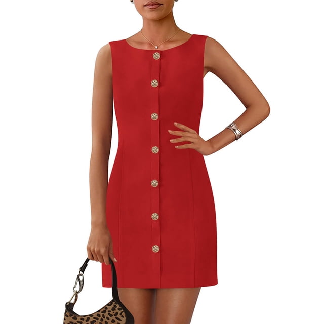 Vestido de trabajo PRETTYGARDEN 2025 para primavera, formal, formal, rojo