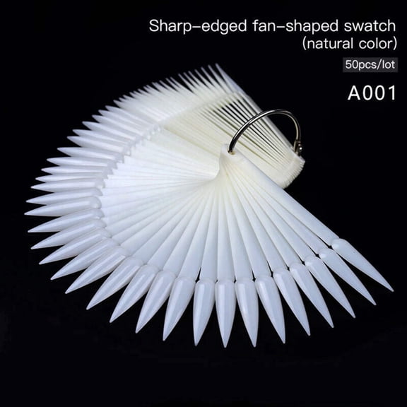 50 PCS Stiletto French Nail Polish Display Practice Tips Fan Board Style False Nail Art Tools CHOOSE Natural Clear Black Color Jargod