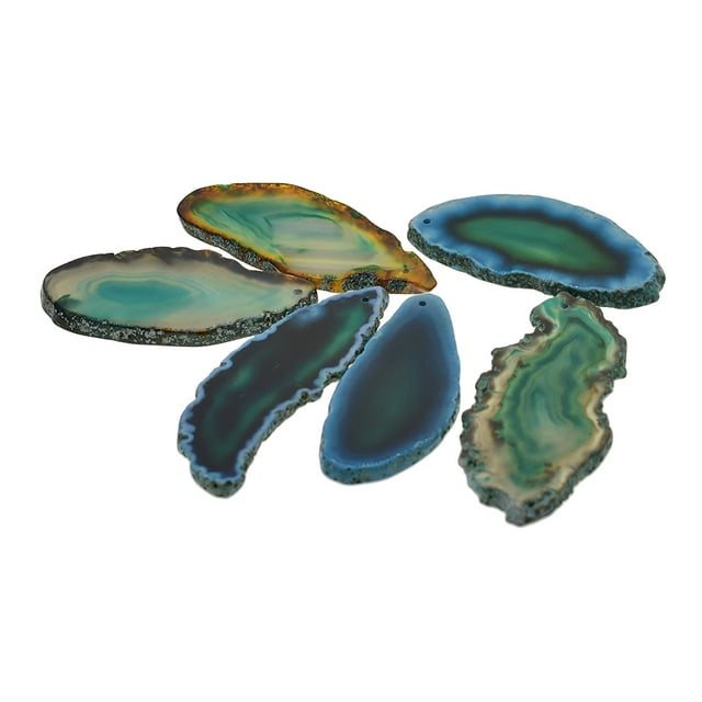 jifeng 12Pcs Natural Agate Polished Crystal Slice Pendant DIY Jewelry Making UK green