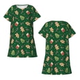 thumbnail image 5 of Salouo green Christmas Element Print Short Sleeve Sleepshirt for Womens Comfy Nightgown Scoopneck Cute Nightdress Ruffle -Large, 5 of 7