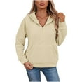 thumbnail image 4 of FAIWAD Womens Sweatshirts Half Zip Fleece Cropped Hoodies Fall Winter Casual Hooded Pocket Tops, 4 of 8