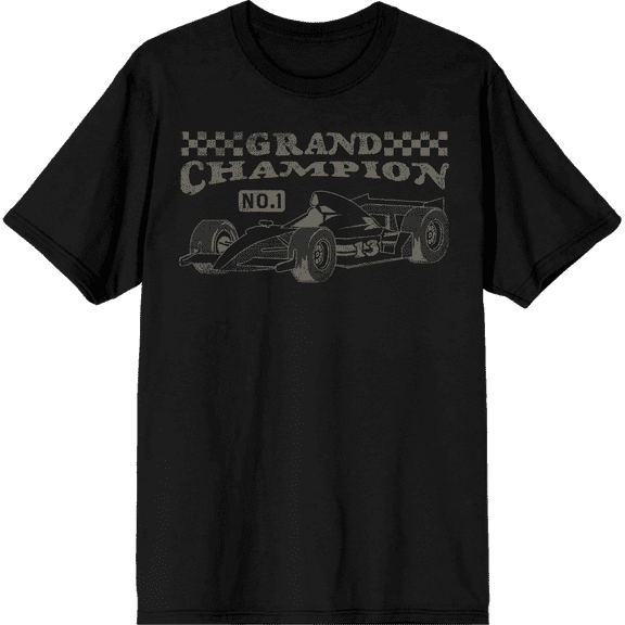 Formula One Grand Champion F1 Car Adult Black Crew Neck Short Sleeve Tee-Medium