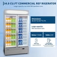 thumbnail image 2 of 34.8 Cu.ft Commercial Beverage Fridge, Double Glass Door Display Refrigerator with Adjustable Shelves, Customizable LED Lightbox & Frost-Free System, Beverage Cooler for Restaurant Bar Store, Silver, 2 of 8