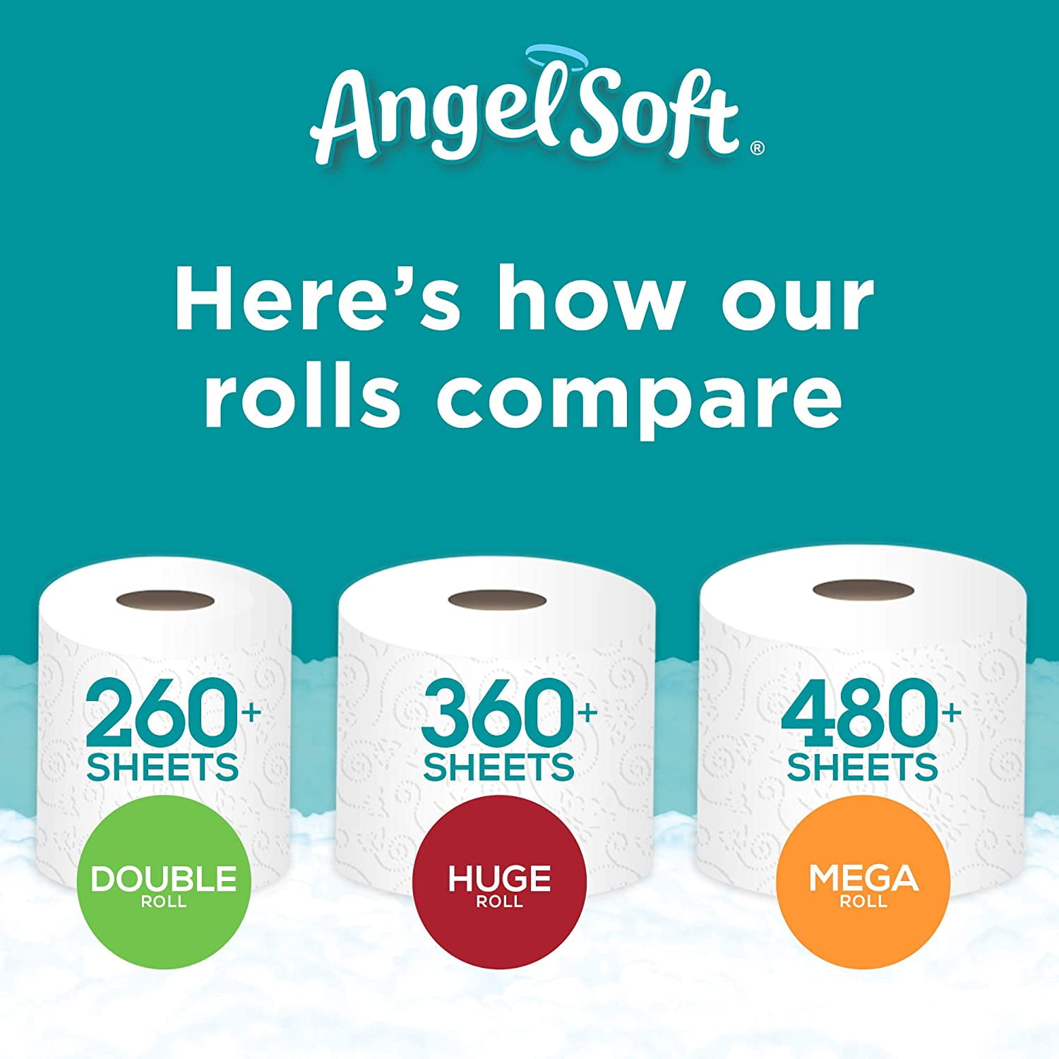 ANGEL SOFT Toilet Paper Bath Tissue, 12 Double Rolls, 260+ 2-Ply Sheets Per Roll