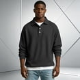 thumbnail image 6 of Knit Polo Shirts Mens Long Sleeve Casual Polo Sweaters Shirt Waffle Textured Collared Sweater Dark Gray M, 6 of 7
