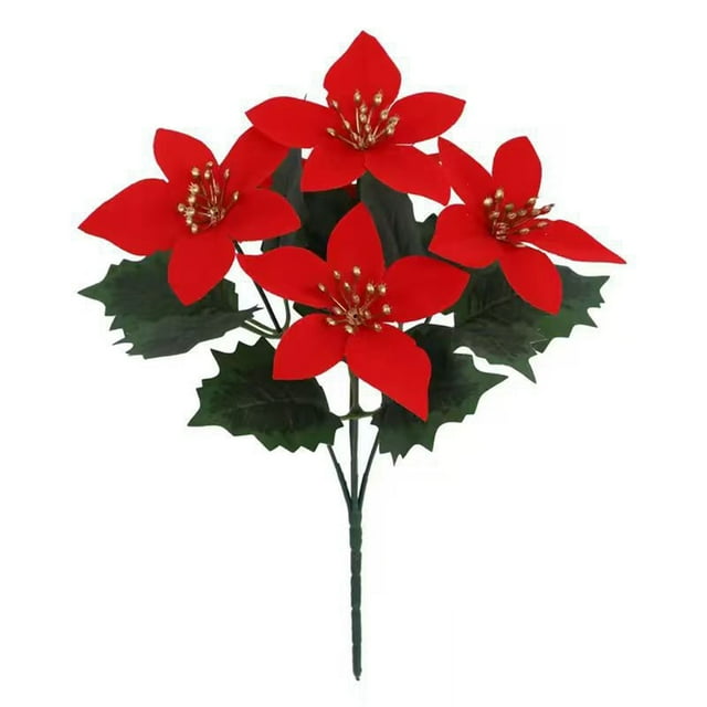 TIELUTT Vigne avec Fleurs Rouges Scintillantes et Feuilles pour Fleurs Festives et de Fête pour Fleurs Extérieures pour Décorations de Mariage de Noël pour la Maison Longues Fleurs Fleurs