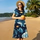 thumbnail image 4 of Disketp Playful Whales Underwater Scene para Vestido de Manga Corta para Mujeres, Vestidos de Verano para Mujeres, Casual y Holgado para la Playa, 4 of 6