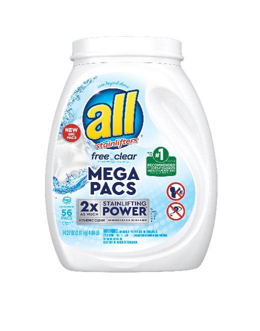 all Mega Pacs Laundry Detergent Pacs, Free Clear for Sensitive Skin