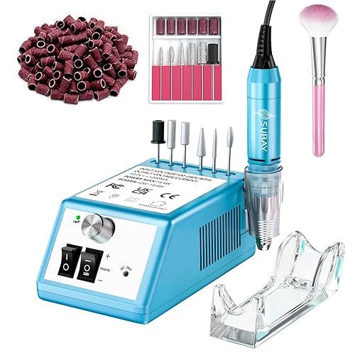 Subay 30000Rpm Taladro De Uñas Profesional Lima Eléctrica Kit De Uñas Acrílicas Para Uñas Acrílicas Quitar Esmalte De Uñas Manicura Para Salón Hogar Con 100 Bandas De Lijado Azul Oscuro